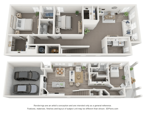 Floor plan for 3 beds, 2.5 baths, 1792 sqft